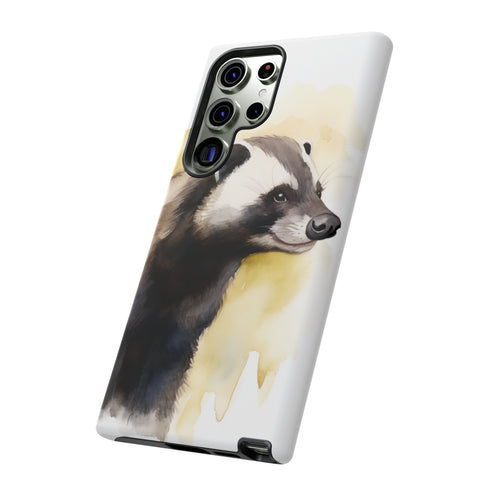 Badger on a Yellow Background - Impact Resistant Phone Case
